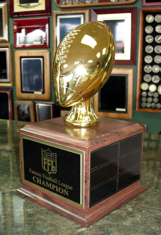 9.75″ Overall Height Gold Resin Fantasy Football Traveling Trophy