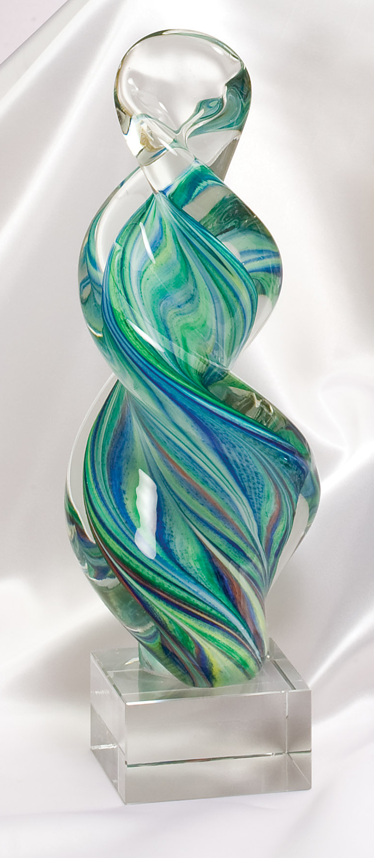 12.25″ Tall Art Glass mounted on Clear Glass Base